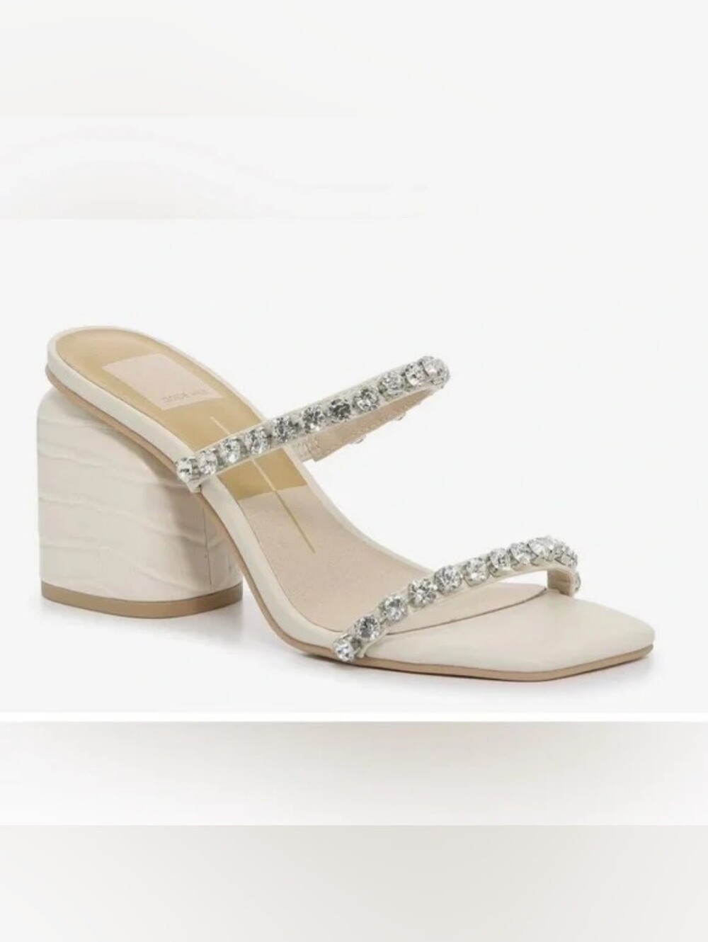 Dolce Vita White Jeweled Slide Mules
